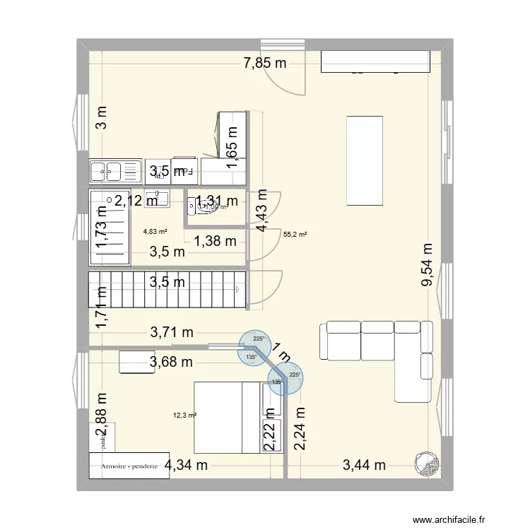 RDC BOUELLES. Plan de 4  et 73 m²