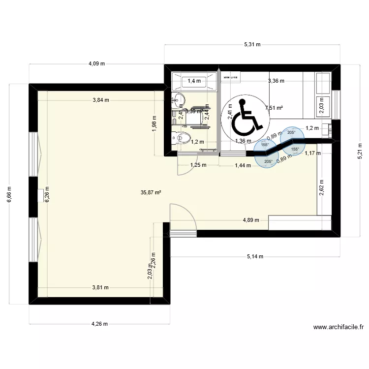 brouillon cours adapt&eacute;. Plan de 3  et 47 m²