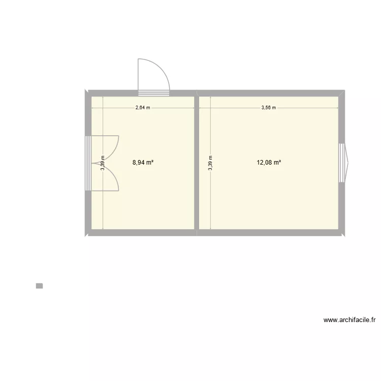 chambre. Plan de 2  et 21 m²