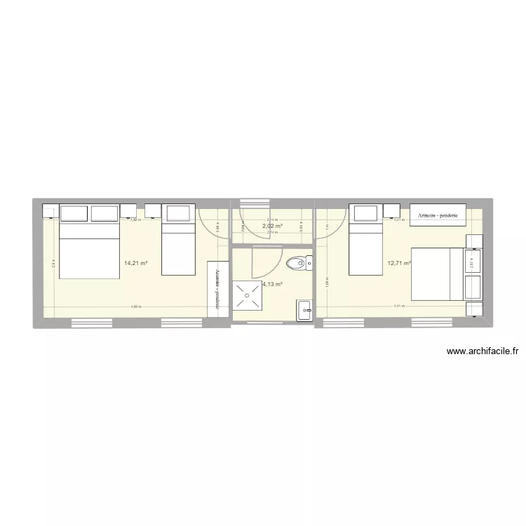 chambre v2. Plan de 4  et 33 m²