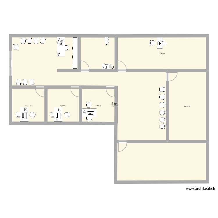 maison médicale. Plan de 6 pièces et 179 m2