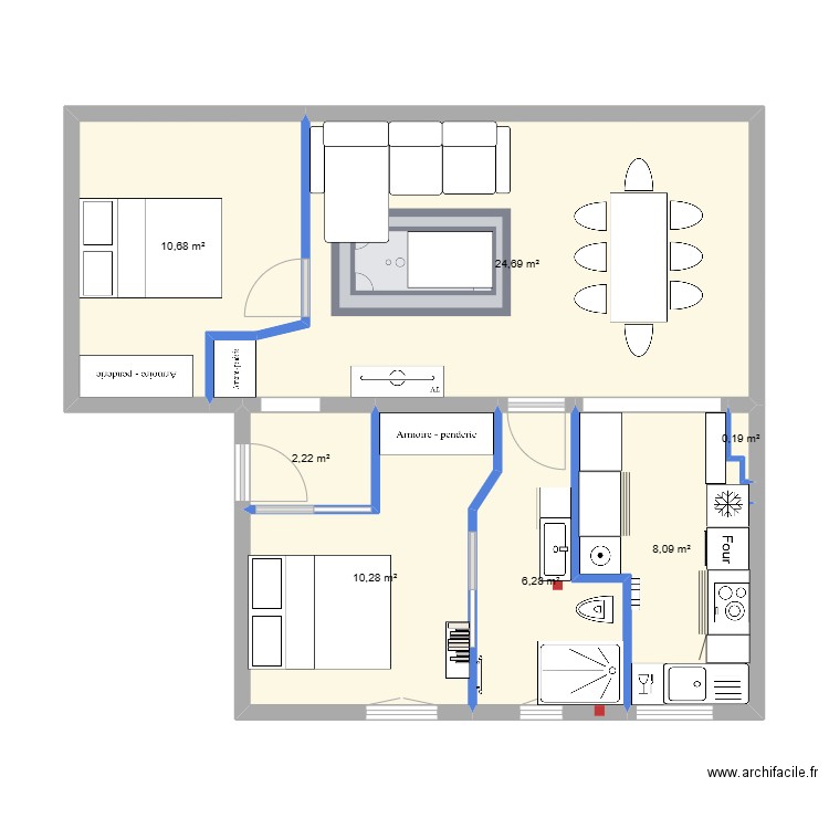 plan appartement 2. Plan de 7 pièces et 62 m2
