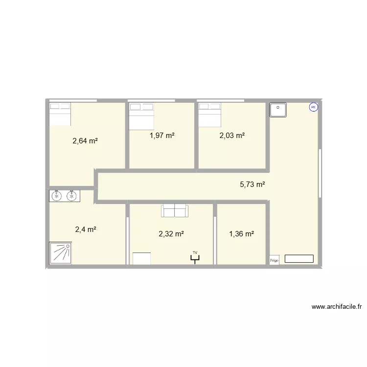 archifacile. Plan de 7  et 18 m²