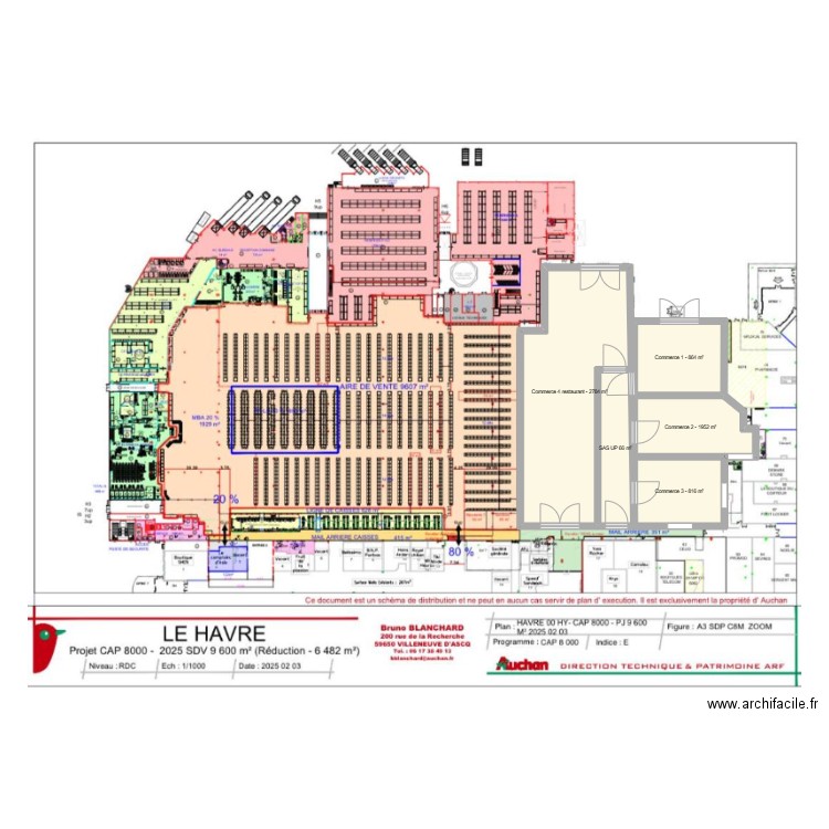 le havre. Plan de 5 pièces et 53 m2