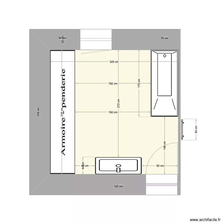 salle de bain R+3. Plan de 