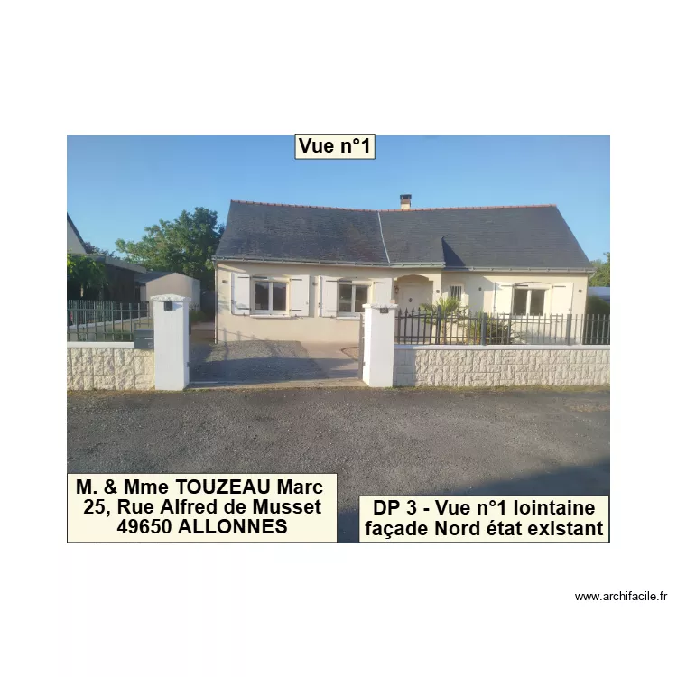 DP 3 - Pi&egrave;ce n&deg;2 - Vue N&deg;1 lointaine fa&ccedil;ade Nord &eacute;tat existant. Plan de 