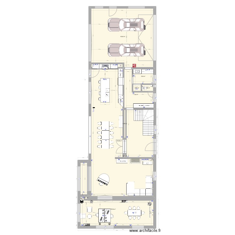 MLT Vincennes rez Aménagement électricité. Plan de 11 pièces et 237 m2