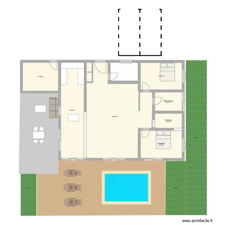Villa 1. Plan de 8 Pièces et 132 m² Villa 1. Plan de 8 Pièces et 132 m²