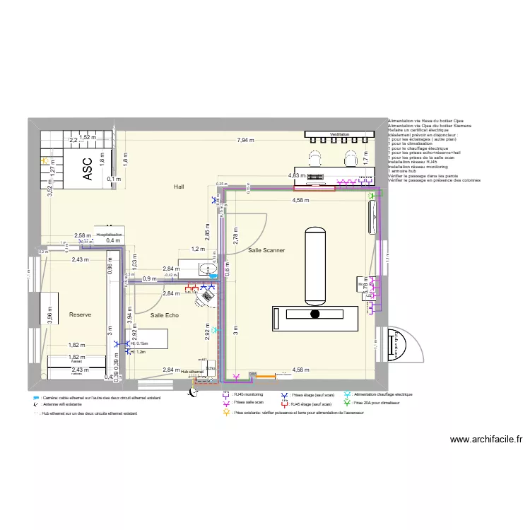 Etage Scanner Prises 19 mai 2026. Plan de 4  et 74 m²