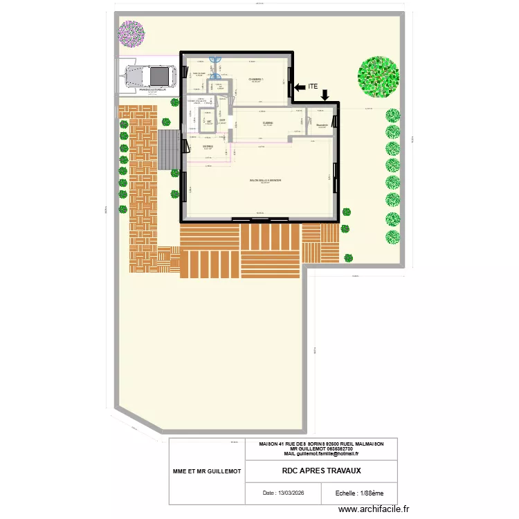 RDC RENOVATION + EXTENSION APRES TRAVAUX. Plan de 14 et 492 m² RDC RENOVATION + EXTENSION APRES TRAVAUX. Plan de 14 et 492 m²