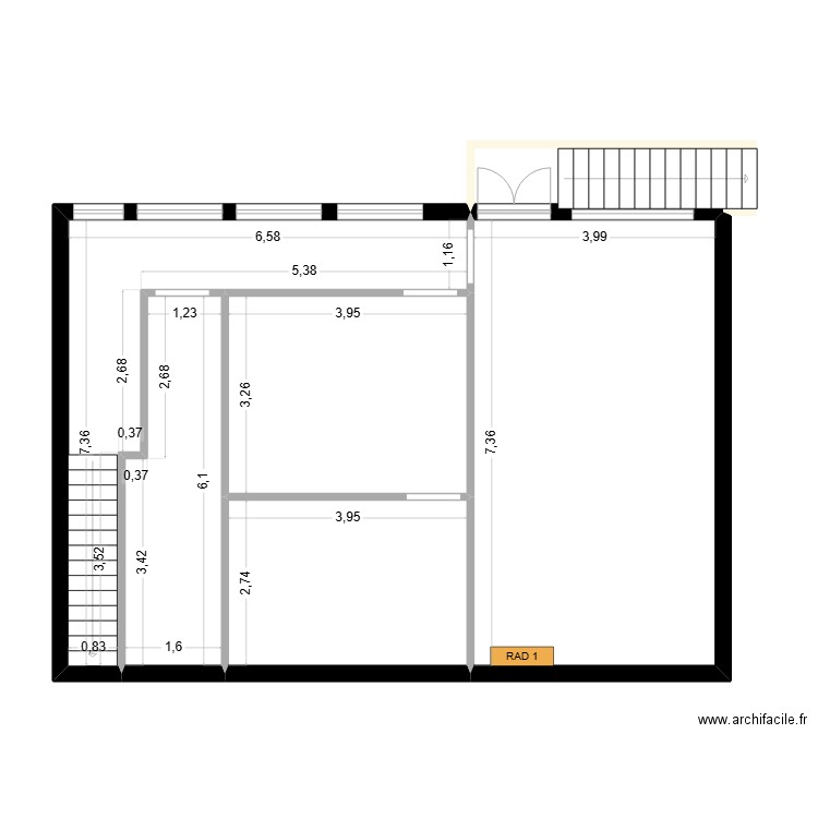 H-0. Plan de 5 pièces et 76 m2
