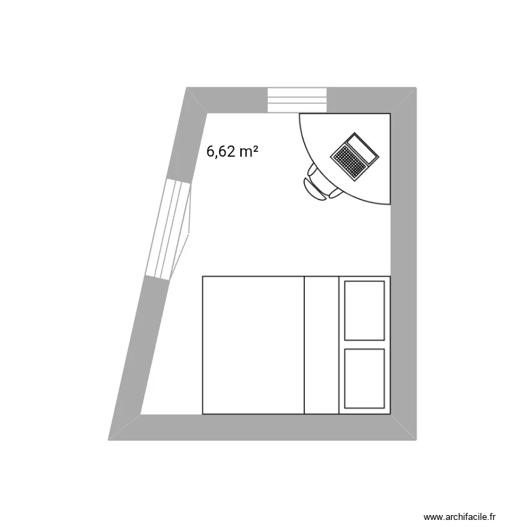 Essai de petite chambre. Plan de 1  et 7 m²
