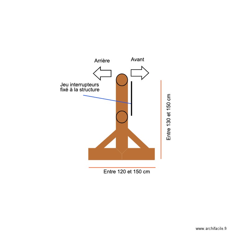 Support jeu interrupteurs vue cotés. Plan de 0 pièce et 0 m2