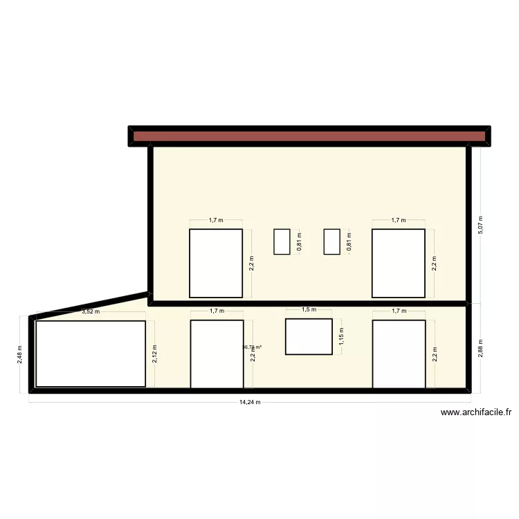 Mercury Apr&egrave;s. Plan de 3 pièces et 91 m²