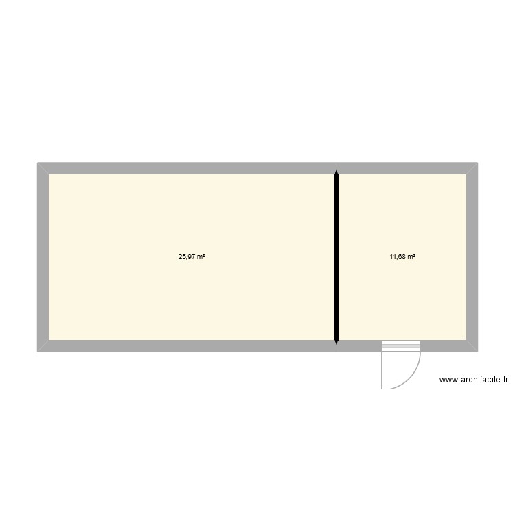 plan. Plan de 2 pièces et 38 m2