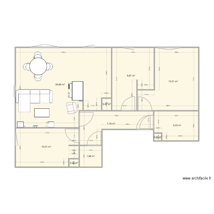 Appart. Plan de 10 pièces et 78 m2