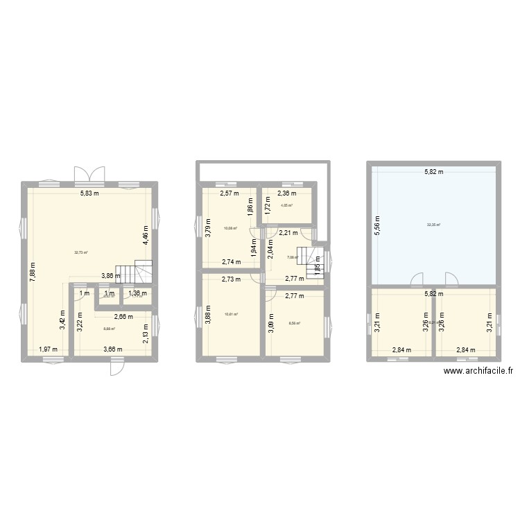 Manda. Plan de 11 pièces et 134 m2