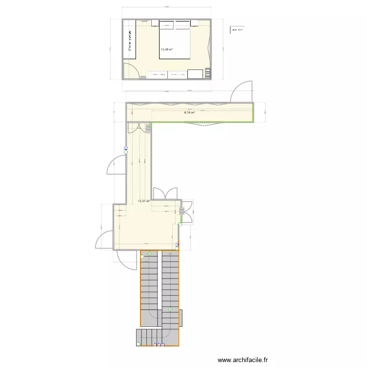 Salle de bain 20. Plan de 3  et 33 m²