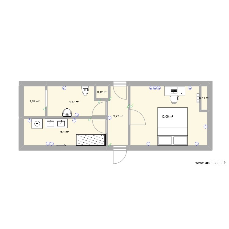 htrhgter. Plan de 7 pièces et 29 m2