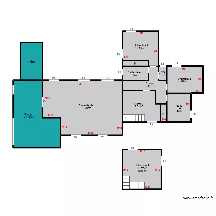Theillier lile dyeu DPE. Plan de 11 pièces et 79 m²