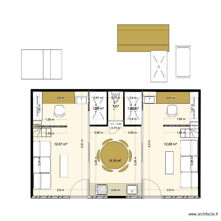 aqueduc 2. Plan de 6 pièces et 37 m2