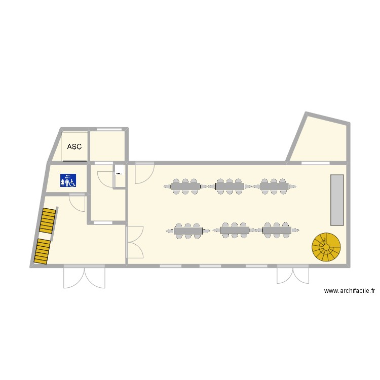 plan niveau 0. Plan de 7 pièces et 34 m2