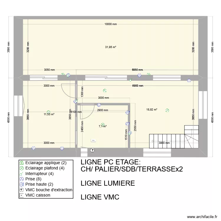 EXE V2 etage. Plan de 