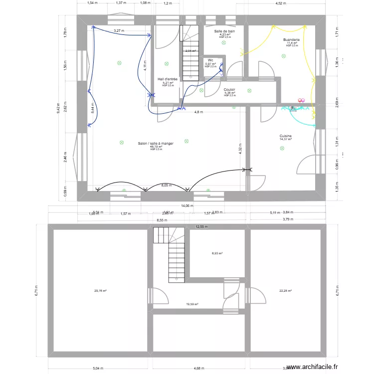 plan maison &eacute;. Plan de 12 Pièces et 170 m²
