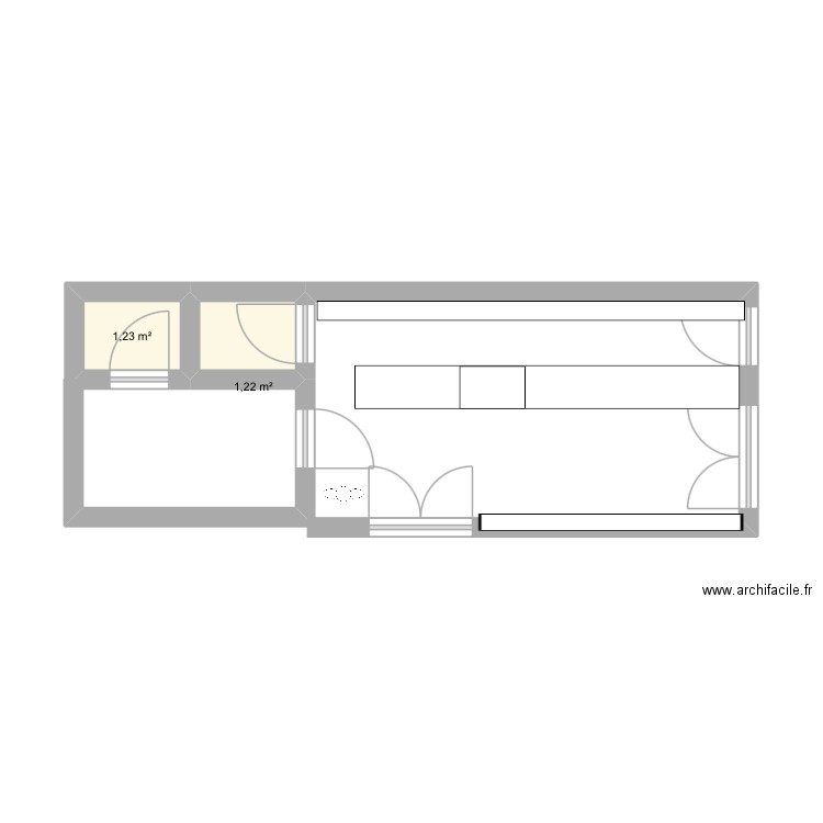 Yip1. Plan de 2 pièces et 2 m2