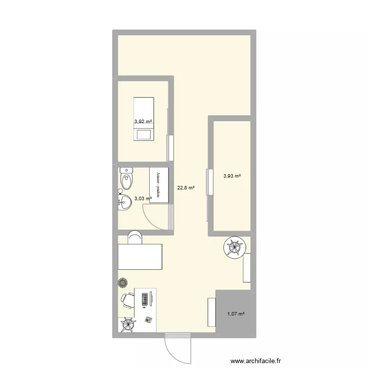 oxygen. Plan de 5  et 35 m²
