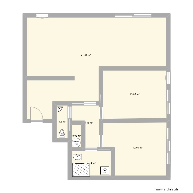 4P a refaire. Plan de 7 pièces et 77 m2