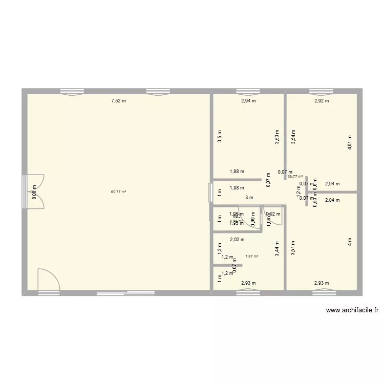 plan cote interieur. Plan de 4  et 107 m²