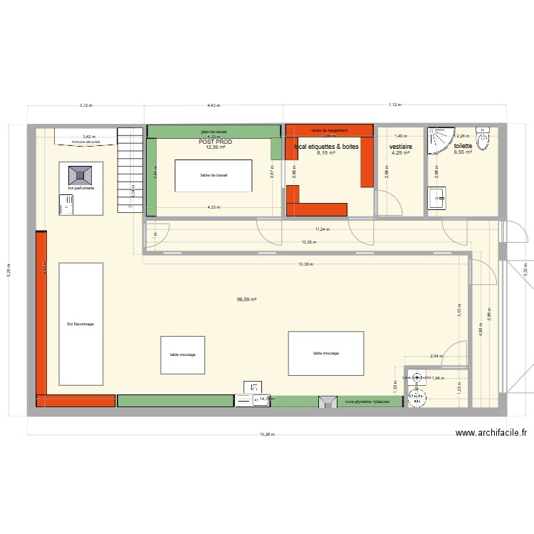 labo2. Plan de 5 pièces et 128 m2