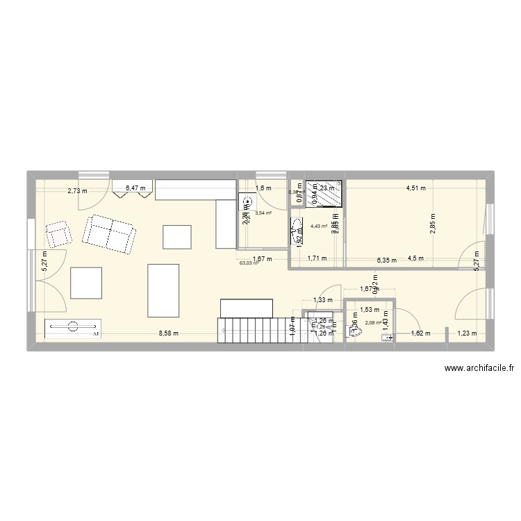 Vincent1. Plan de 6 pièces et 75 m2