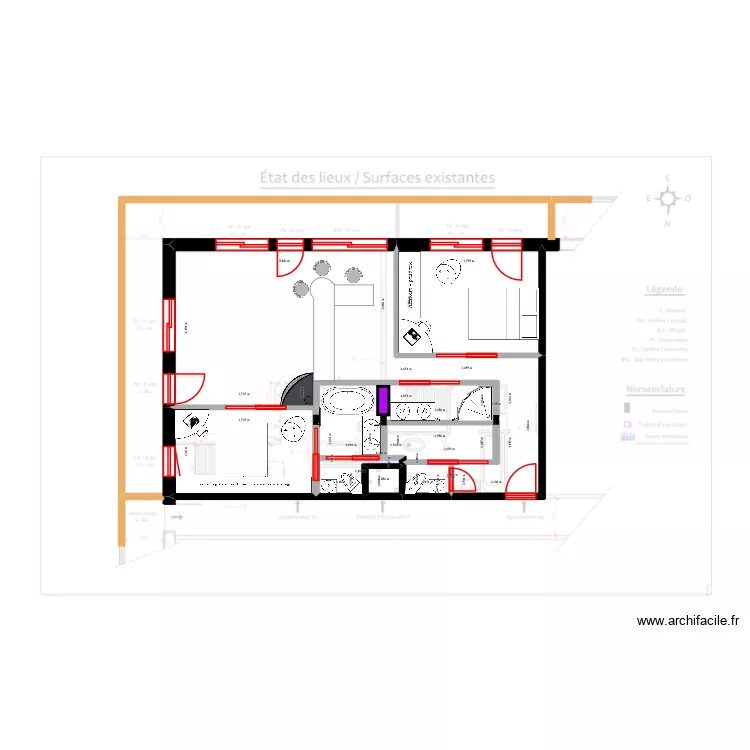 APPART MERIBEL SNOW LOUNGE. Plan de 5 pièces et 60 m²