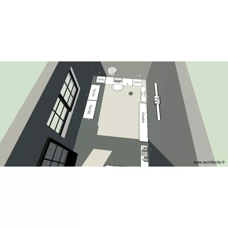 Bureau Brasserie. Plan de 1 Pièce et 13 m² Bureau Brasserie. Plan de 1 Pièce et 13 m²