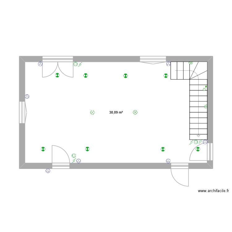 Montfort Poele. Plan de 1 pièce et 38 m2