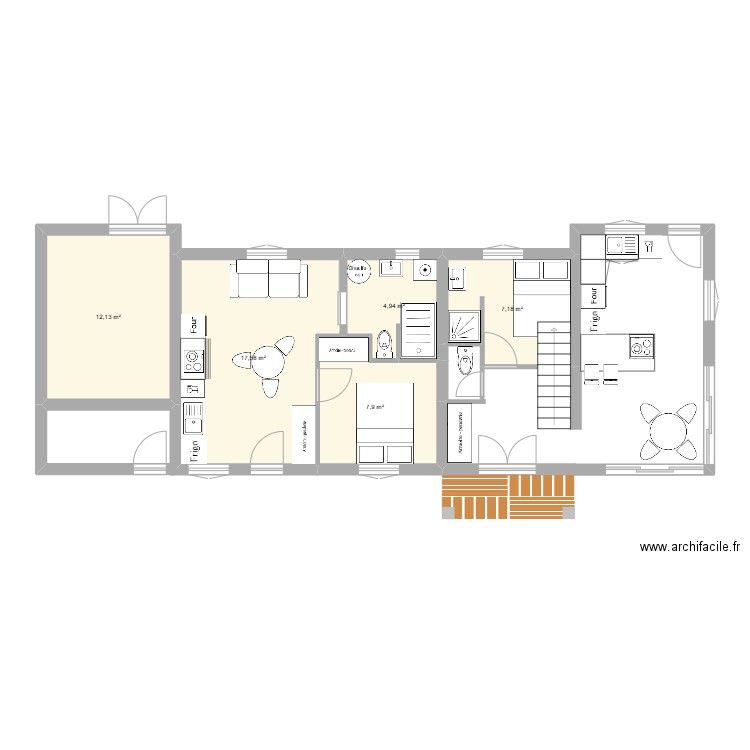 EYGLIERS - AVEC EXTENSION. Plan de 7 pièces et 53 m2