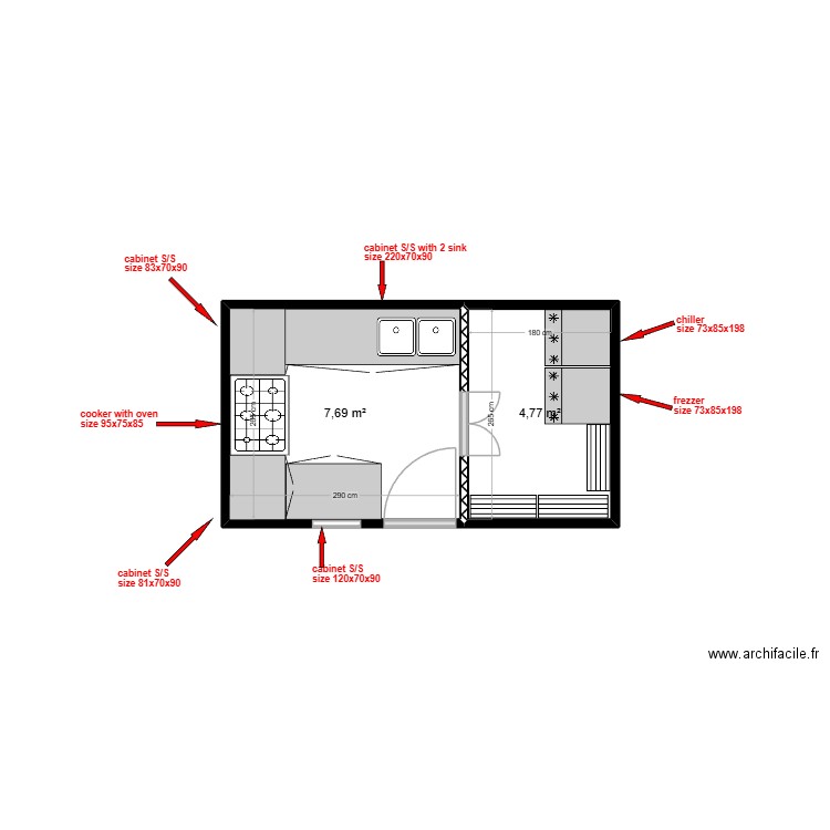 ahmed 5555. Plan de 2 pièces et 12 m2