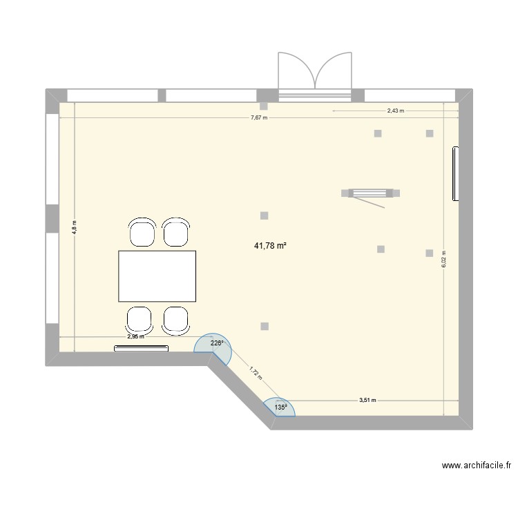 BUREAU. Plan de 1 pièce et 42 m2