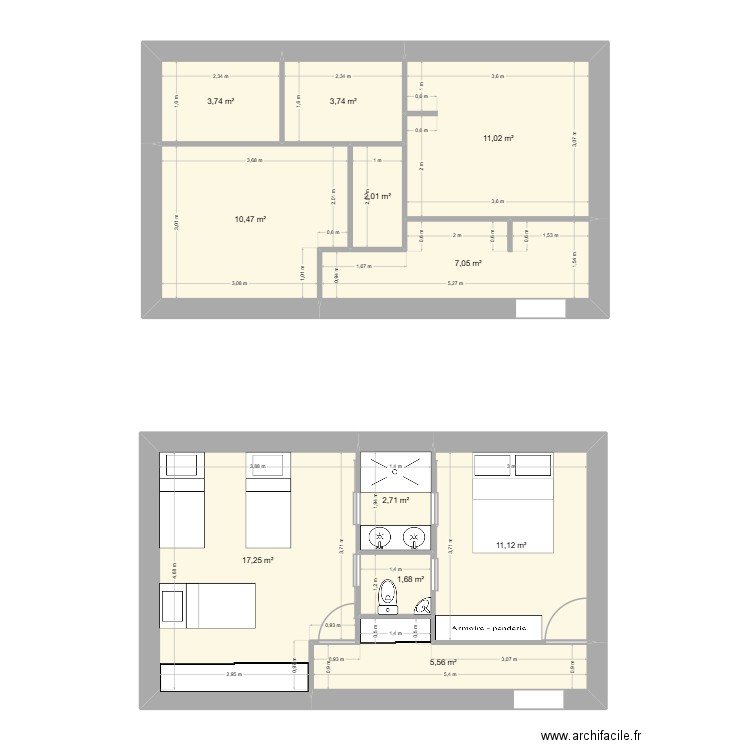 Plan base pinedou haut. Plan de 11 pièces et 76 m2