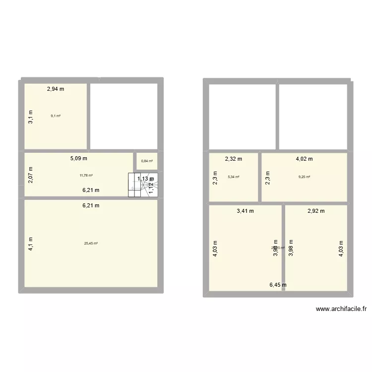 nouchi. Plan de 7  et 87 m²