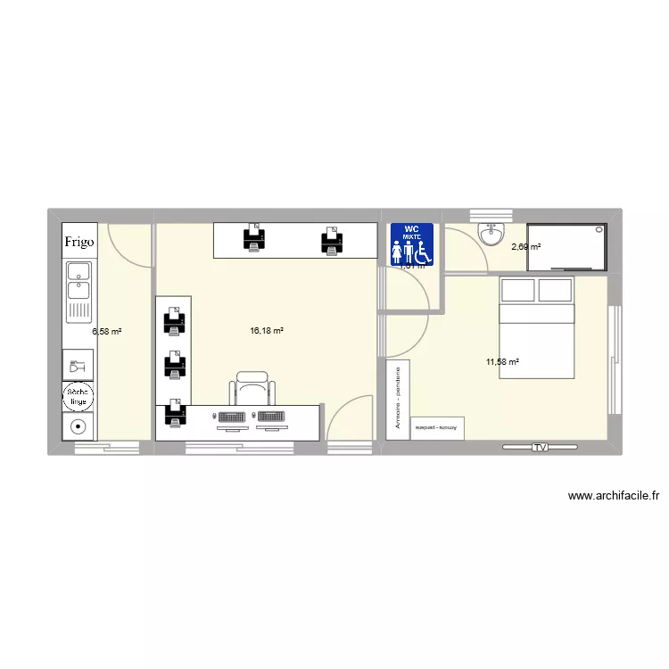 001 ma maison. Plan de 5  et 39 m²