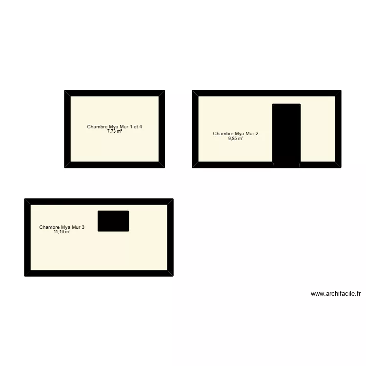 Chambre Mya Mur Plafonnage. Plan de 5 pièces et 32 m²