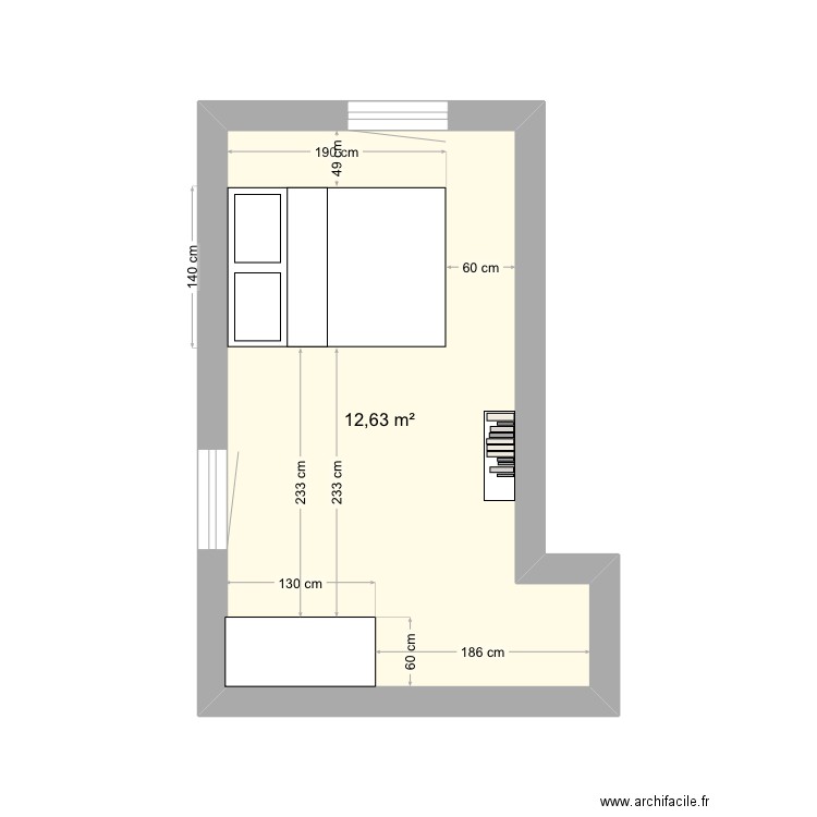 Chambre Lina. Plan de 1 pièce et 13 m2