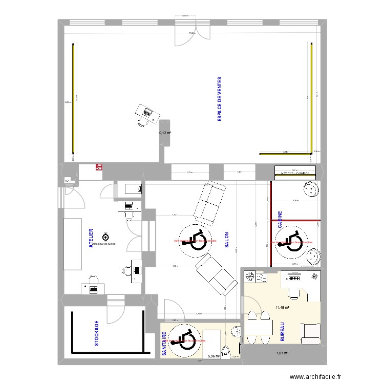 APRES travaux 7 juillet fin. Plan de 4 pièces et 19 m2