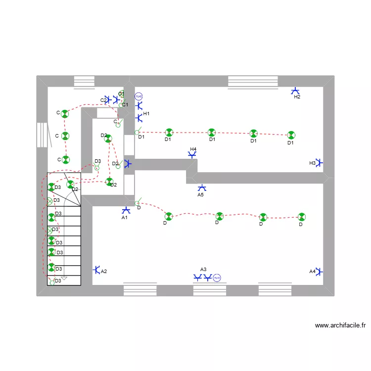 2 &eacute;tage. Plan de 