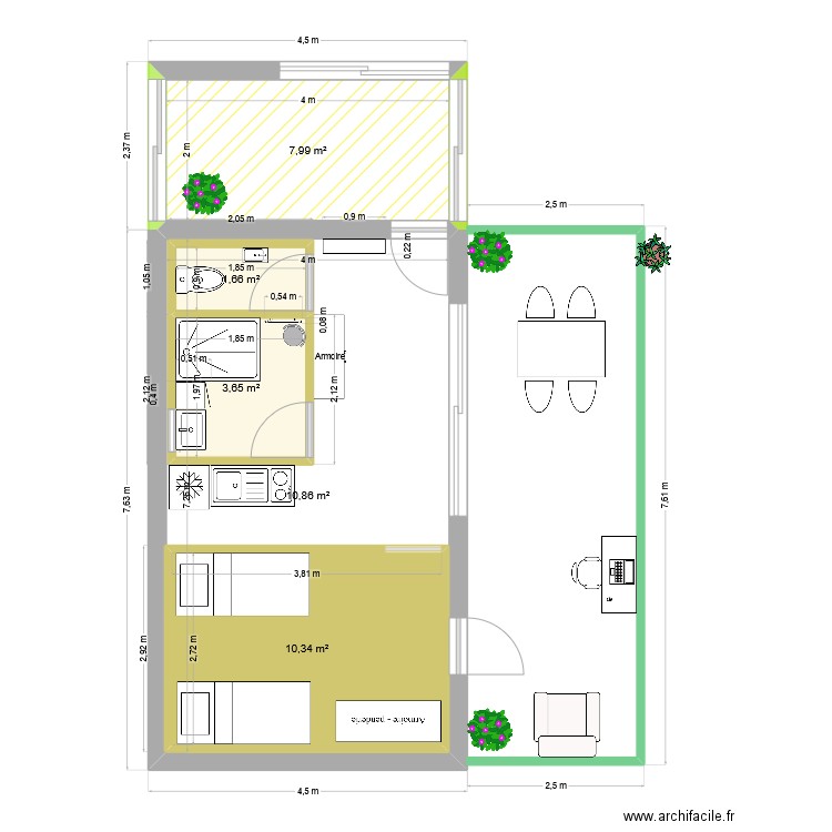 Extension 2025. Plan de 5 pièces et 53 m2