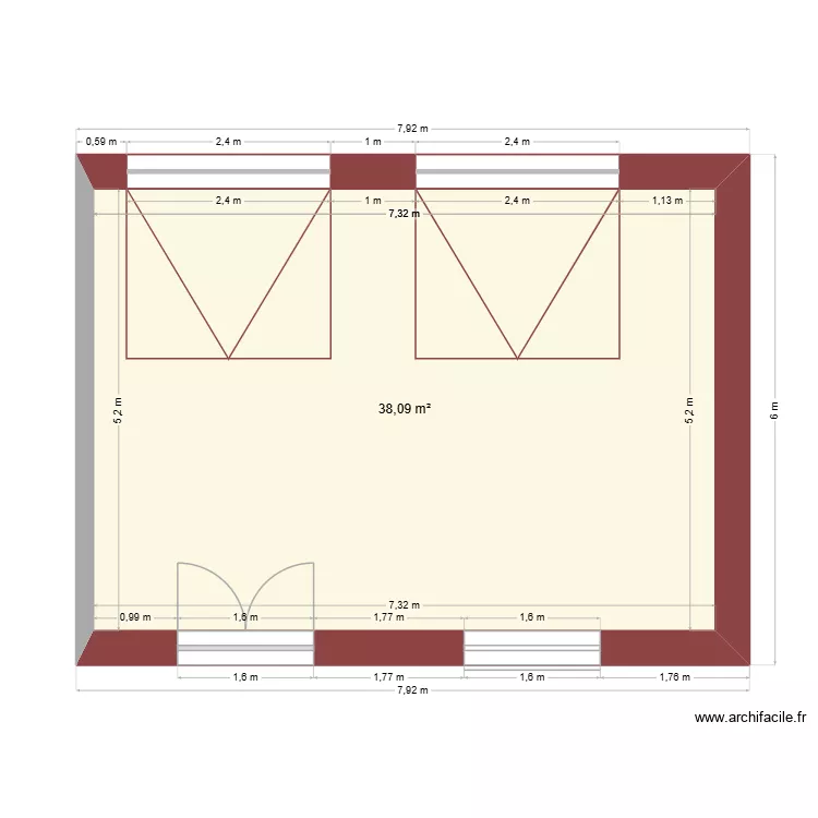 Garage. Plan de 1  et 38 m²