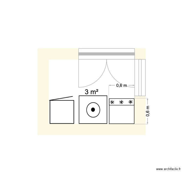 petit chalet buanderie. Plan de 1 pièce et 3 m2